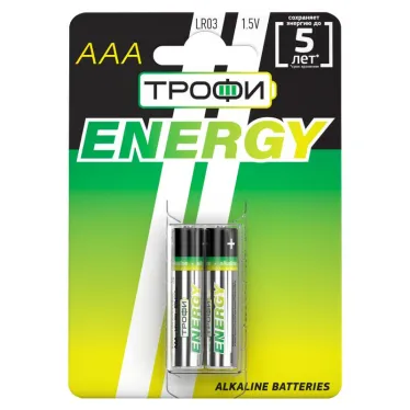 Батарейка щелочная (алкалиновая) LR03-2BL ECO (20/480/15840) (AAA)  | Б0017043 | ТРОФИ