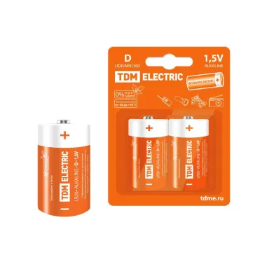 Элемент питания LR20 D Alkaline 1,5V BP-2  | SQ1702-0012 | TDM