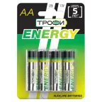 Батарейка щелочная (алкалиновая) LR6-4BL ECO (40/720/17280) (AA)  | Б0017046 | ТРОФИ