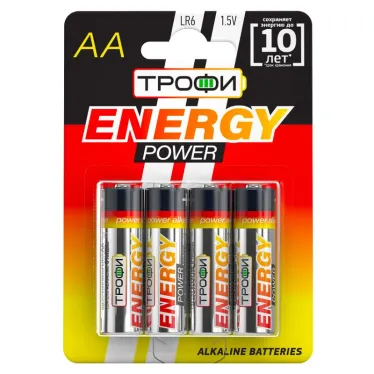 Батарейка щелочная (алкалиновая) LR6-4BL (40/640/20480) (AA)  | C0034657 | ТРОФИ