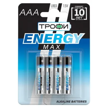 Батарейка щелочная (алкалиновая) LR03-4BL ULTRA (40/960/30720) (AAA)  | Б0015137 | ТРОФИ