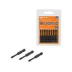 Набор бит PH1x50, односторонних, сталь S2, Е 1/4", намагниченные, торсионные, 10 шт., «Алмаз»  | SQ1019-0424 | TDM