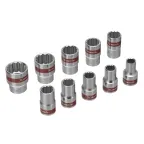 Набор торцевых головок, 1/2', 12 гранные, CrV, 10-24мм, 10 штук