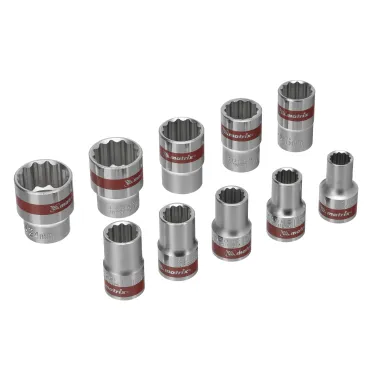 Набор торцевых головок, 1/2', 12 гранные, CrV, 10-24мм, 10 штук