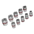 Набор торцевых головок 3/8', 6 гранные, CrV, 8-19мм, 10 штук