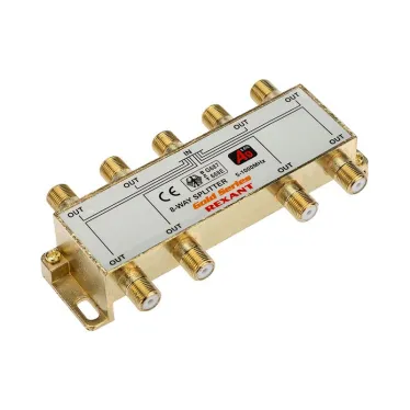 ДЕЛИТЕЛЬ  ТВ  x 8 + 9шт. F   "BOX"  5-1000 МГц  "GOLD"  | 05-6105-1 | REXANT