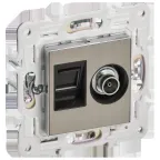                  SKANDY Розетка двойная TV+RJ45 кат.6E SK-A15N никель IEK
               