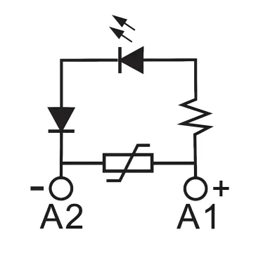 Модуль индикации и защиты, LED зелёный+Варистор (A1+), 24V AC/DC