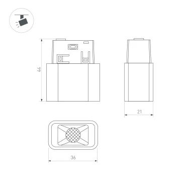 Коннектор жесткий с питанием ART-APRIORI-CON-ROD-A-L260-POWER (BK, вертикальный) (Arlight, IP20 Металл, 3 года)