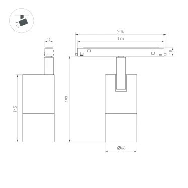 Коннектор жесткий с питанием ART-APRIORI-CON-ROD-A-L260-POWER (BK, вертикальный) (Arlight, IP20 Металл, 3 года)