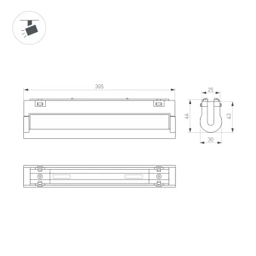 Подвес жесткий с питанием ART-APRIORI-ROD-A-L800-POWER (BK) (Arlight, IP20 Металл, 3 года)