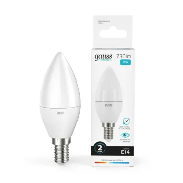 Лампа светодиодная LED 10 Вт 730 лм 4100К свеча нейтральный E14 AC 220В Elementary Gauss