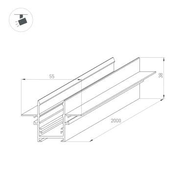 Трек встраиваемый MAG-TRACK-2538-FDW-2000 (BK, 5LN) (Arlight, IP20 Металл, 3 года)