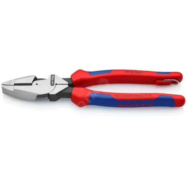 Плоскогубцы электромонтера Linemans Pliers резка - проволока средней твердости 46мм твердая проволока 3мм L-240мм двухкомпонентные рукоятки цвет черный крепление для страховки