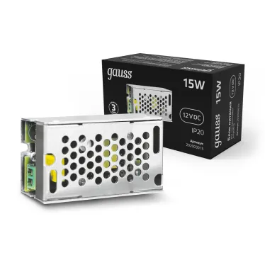 Блок питания для светодиодной ленты 15 Вт AC 100-264В Uвых 12В IP20 77х48х20мм Black Gauss
