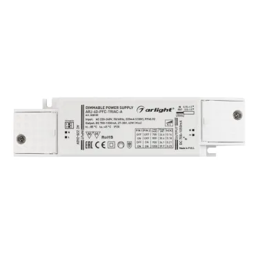Блок питания ARJ-40-PFC-TRIAC-A (40W, 700-1050mA) (Arlight, IP20 Пластик, 5 лет)