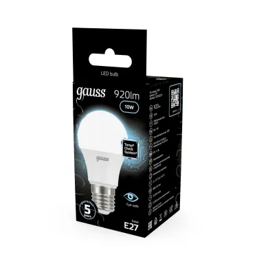 Лампа светодиодная LED 10 Вт 920 лм 4100К А60 груша нейтральный E27 AC 220В Black Gauss