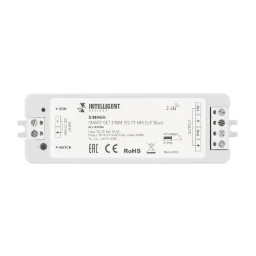 Диммер SMART-SET-PWM-102-72-MIX-SUF Black (12-24V, 2x5A, ПДУ LINE, 2.4G) (IARL, IP20 Пластик, 5 лет)
