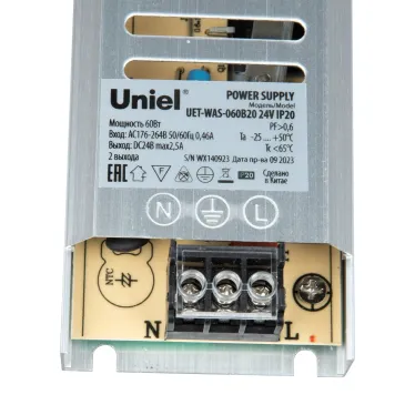 Блок питания ультратонкий 60Вт 24В Металлический корпус UET-WAS-060B20 24V IP20