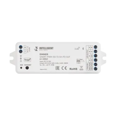 Диммер SMART-PWM-102-72-SH-PD-SUF (12-36V, 2x5A, TUYA BLE, 2.4G) (IARL, IP20 Пластик, 5 лет)