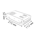 Блок питания для светодиодной ленты 360 Вт AC 100-264В Uвых 24В IP20 215х112х50мм Black Gauss