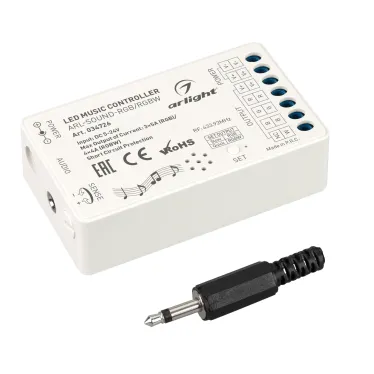 Аудиоконтроллер ARL-SOUND-RGB/RGBW (12-24V, 4x4A, RF ПДУ 24кн) (, IP20 Пластик, 3 года)