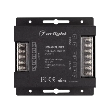 Усилитель ARL-5022-RGBW (12-24V, 4x8A, 384-768W) (ARL, IP20 Металл, 2 года)