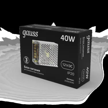 Блок питания для светодиодной ленты LED STRIP PS 40W 12V IP20 | 202003040 | Gauss