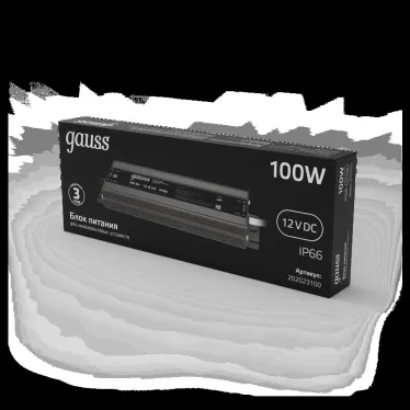 Блок питания для светодиодной ленты пылевлагозащищенный 100W 12V IP66 | 202023100 | Gauss