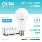 Лампа светодиодная LED 30 Вт 2360 лм 4100К А67 груша нейтральный E27 AC 220В Elementary Gauss