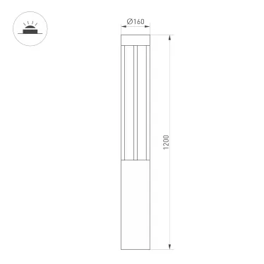 Светильник LGD-CASTELLO-BOLL-H1200-20W Warm3500-MIX (GR, 80 deg, 230V) (Arlight, IP65 Металл, 5 лет)