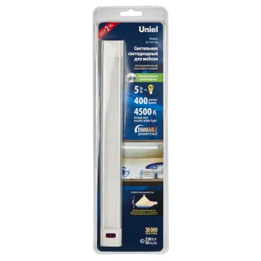 Светильник светодиодный для мебели ULI-F47-5W/4500K/DIM SENSOR IP20 SILVER 300х30х11,5мм 400Лм
