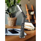 Светильник TLD-567 Black/LED/300Lm/4500K/Dimmer настольный c часами, календарем, термометром, 6W. Встроенный аккумулятор 2000mAh. Сенсорный выключатель. Диммер. Черный. ТМ
