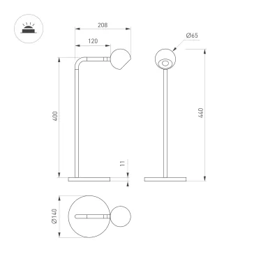 Светильник светодиодный SP-OTTORI-TAB-6W Warm3000 (BK, 30 deg, 230V) (ARL, IP20 металл, 3 года)