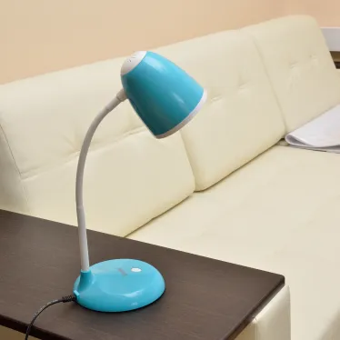 Светильник настольный TLI-228 BLUE E27 60W. ЦокольЕ27. Механический выключатель. Синий.