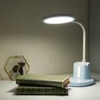 Светильник настольный светодиодный с подставкой под телефон и канцелярские принадлежности. ULM-D150 15W-3000-6500K-DIM BLUE С ночной подсветкой. Сенсорный выключатель. Диммер. Голубой. TM Uniel