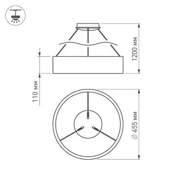 Светильник SP-TOR-RING-HANG-R460-33W Warm3000 (BK, 120 deg) (ARL, IP20 Металл, 3 года)