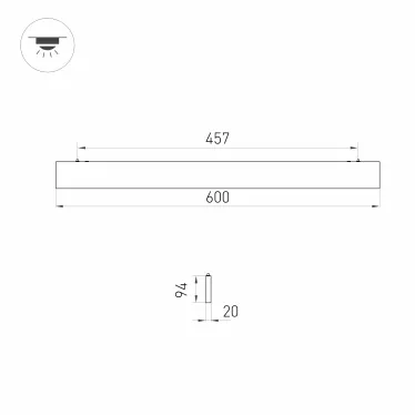 Светильник ALT-LINEAIR-FLAT-UPDOWN-DIM-S2094-600-25W Warm3000 (BK, 100 deg, 230V) (ARL, IP20 Металл, 3 года)