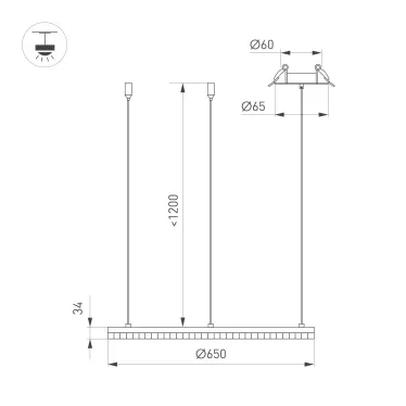 Светильник светодиодный SP-DIAMOND-R650-36W Warm3000 (WH, 45 deg, 230V, TRIAC) (ARL, IP65 Алюминий, 3 года)