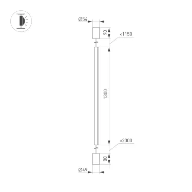 Светильник SP-TABOO-FLOOR-S1300-14W Day4000 (BK, 90 deg, 230V) (, IP20 Металл, 3 года)
