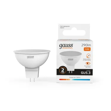 Лампа светодиодная LED 3.5 Вт 290 лм 3000К софит MR16 теплый GU5.3 AC 220В Elementary Gauss