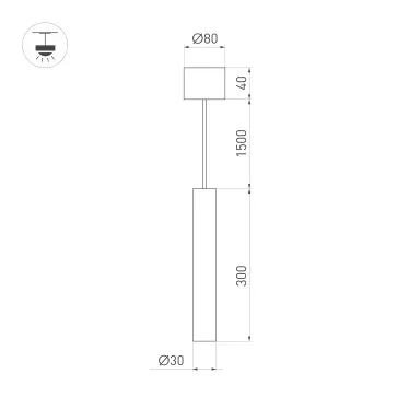 Светильник SP-PIPE-HANG-L300-R30-9W Warm3000 (BK, 24 deg, 230V) (IP20 металл, 3 года)
