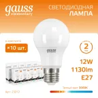 Лампа светодиодная LED 12 Вт 1130 лм 3000К А60 груша теплый E27 AC 220В Elementary Gauss