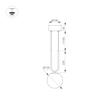 Светильник SP-BEADS-HANG-U-R130-10W Warm3000 (BK-GD, 275 deg, 230V) (IP20 металл, 5 лет)