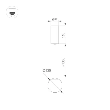 Светильник SP-BEADS-HANG-R130-10W Warm3000 (BK, 250 deg, 230V) (IP20 металл, 5 лет)