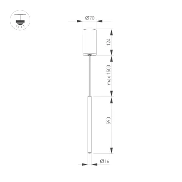 Светильник SP-UMBRA-HANG-V-L600-10W Warm3000 (BK, 120 deg, 230V) (IP20 металл, 3 года)