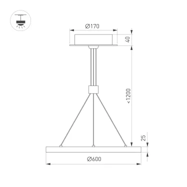 Светильник SP-CONGO-CAN-1-R600-36W Warm3000 (BK, 120 deg, 230V) (Arlight, IP20 Металл, 5 лет)