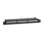                  Патч-панель 19''(1U) 24 порта RJ-45 полностью экранированная категория 5e Dual IDC цвет черный WRline''
               