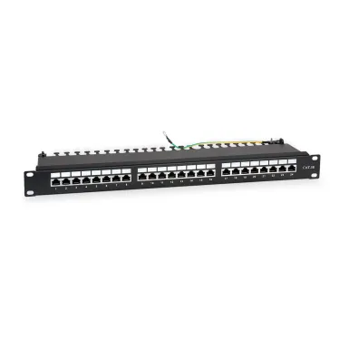 Патч-панель 19''(1U) 24 порта RJ-45 полностью экранированная категория 5e Dual IDC цвет черный WRline''