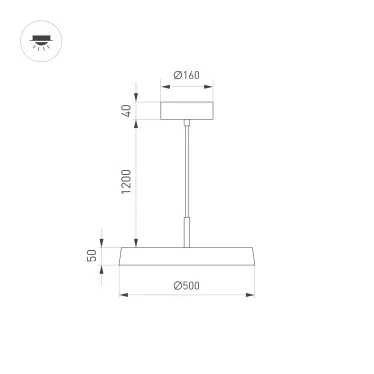 Светильник SP-ELEGANT-R500-37W Warm3000 (BK, 120 deg, 230V) (IP20 металл, 3 года)